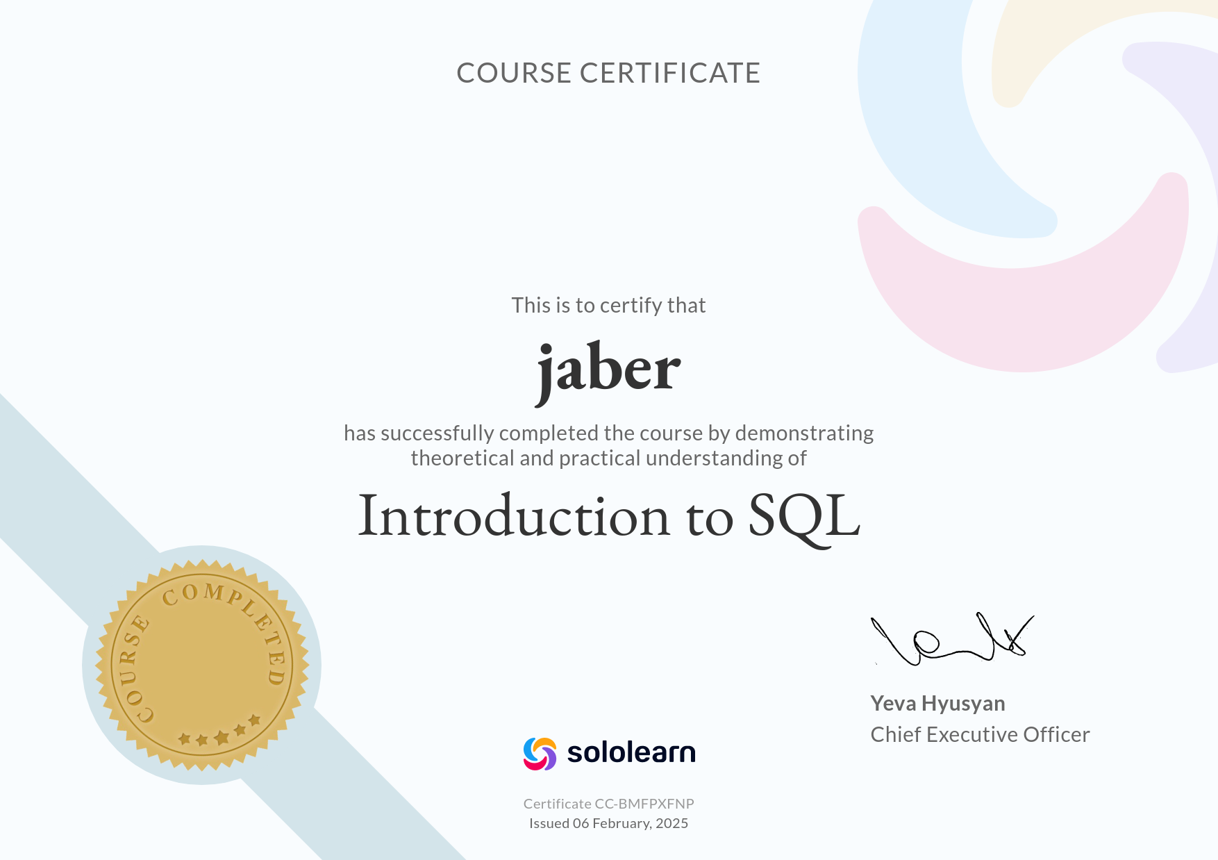 SoloLearn Introduction to Sql